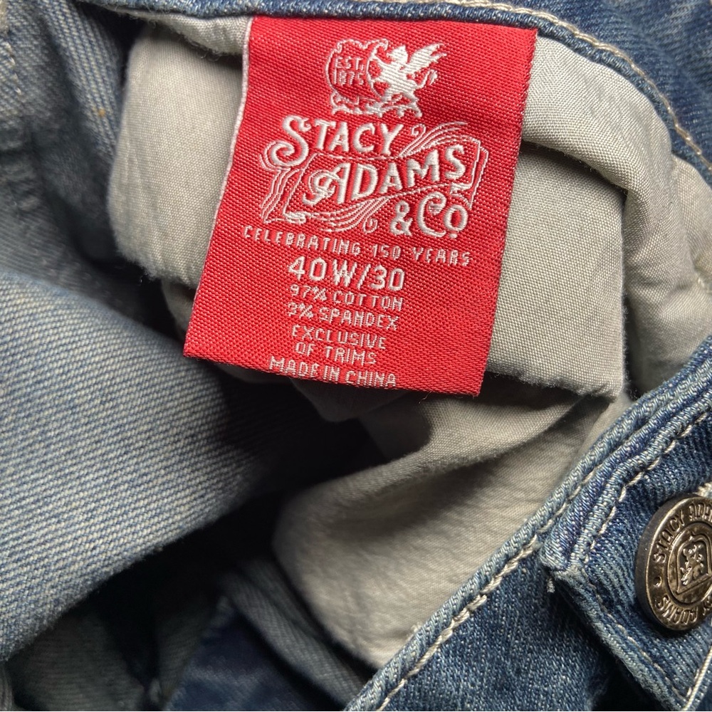 Stacy Adams Baggy Denim Y2K Multi Pocket Cargo Denim Pants 40x30 Wide Leg - Picture 3 of 4